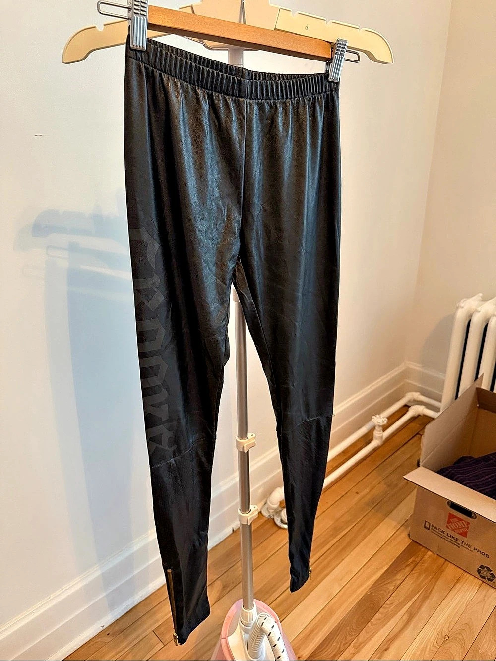 Crooks & Castles Black Faux Leather Leggings